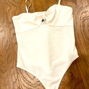 Cream bodysuit tank top